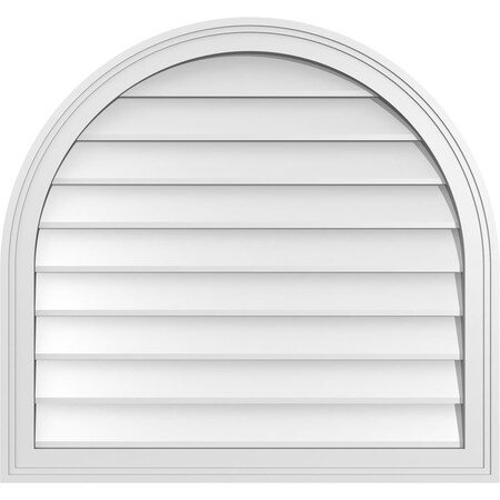 Ekena Millwork Round Top Surface Mount PVC Gable Vent w/ 2"W x 1-1/2"P Brickmould Frame, 30"W x 28"H GVPRT30X2802SN